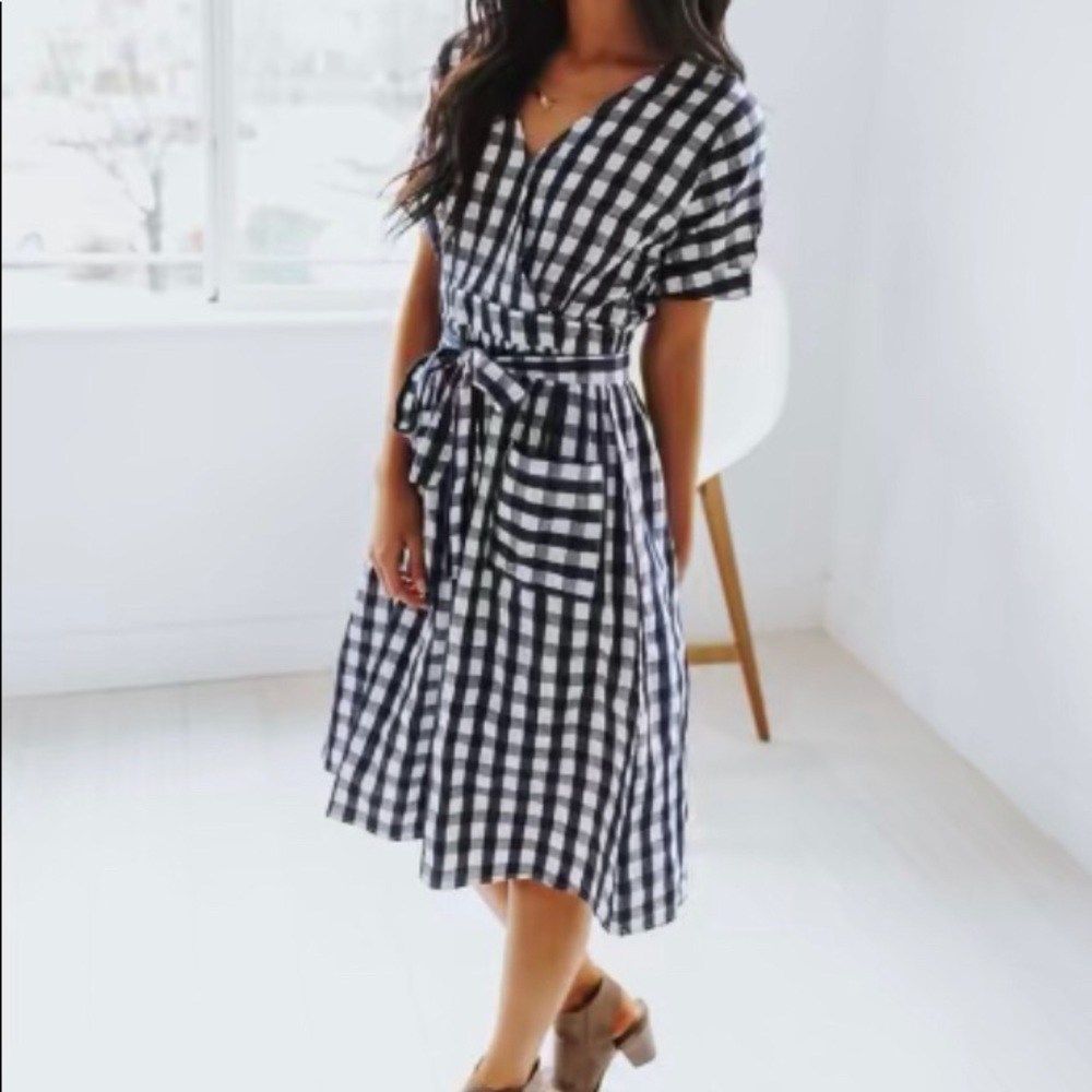 Cute Navy and White Gigham Dress